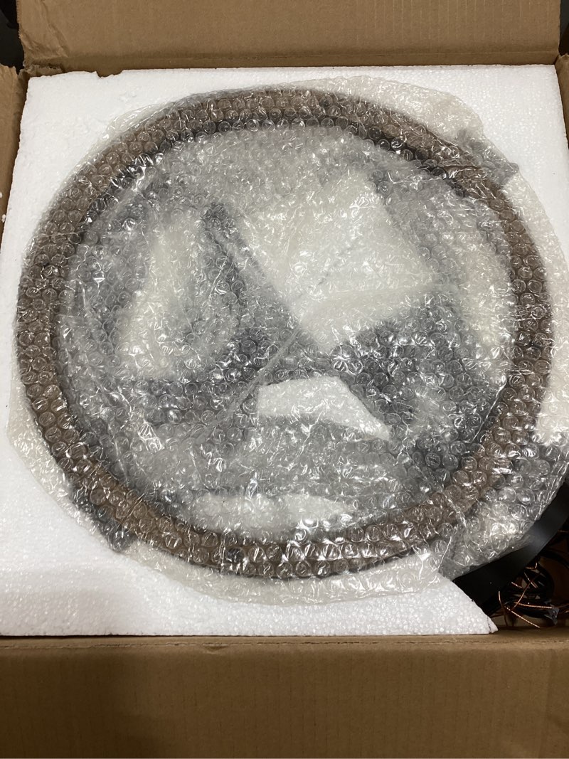 Condition photo showing Good Condition for Farmhouse Modern Chandelier,16inch Rustic Vintage Ceiling Hanging Light Fixture, 5-Light Chandeliers for Living Room Entry Dining Room Hallway Foyer Entryway Kitchen Island Bedroom Dark Brown 16 IN 5-Light