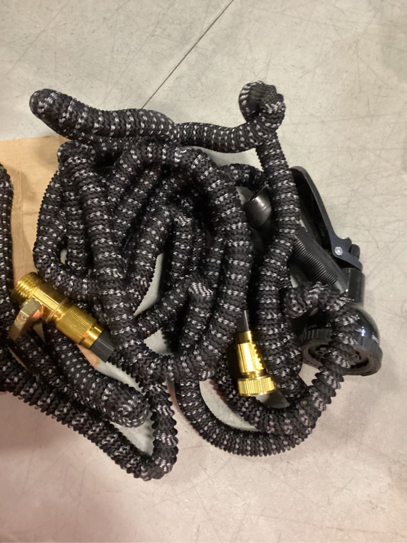 Condition photo showing New/Like New for 50 ft garden hose, non-expandable lightweight all-weather water hoses, ultra durable and flexible garden hose with 10-function spray nozzle, leak-free connections garden hoses for yard, lawn,outdoor blackgrey 50ft