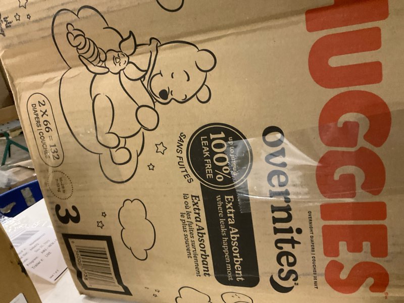 Condition photo showing New/Like New for Huggies Disposable Overnight Diapers - Size 3 - 132ct