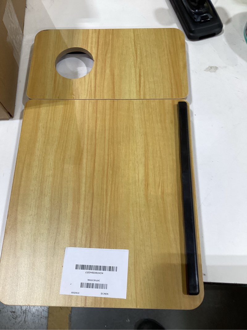 Condition photo showing Good Condition for Lap Desk for Couch/Sofa/Floor, 5-Angle Adjustable Bed Desk with Foldable Legs &Cup Holder, Light Weight Bed Tray Table for Writing/Eating/Reading, Portable Laptop Stand for Adults, Kids Brown