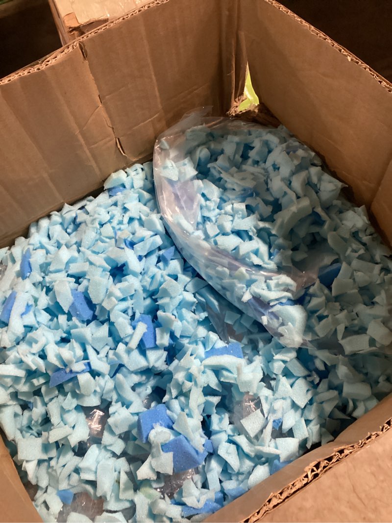 Condition photo showing As Is for Bean Bag Filler - 30lbs Shredded Memory Foam Filling, High Density ?3.12 lb/ft³, Blue Pillow Stuffing for Bean Bag Chair, Couch Cushion, Dog Bed, Stuffed Animals, DIY, Non-Toxic & Hypoallergenic 30 LBS