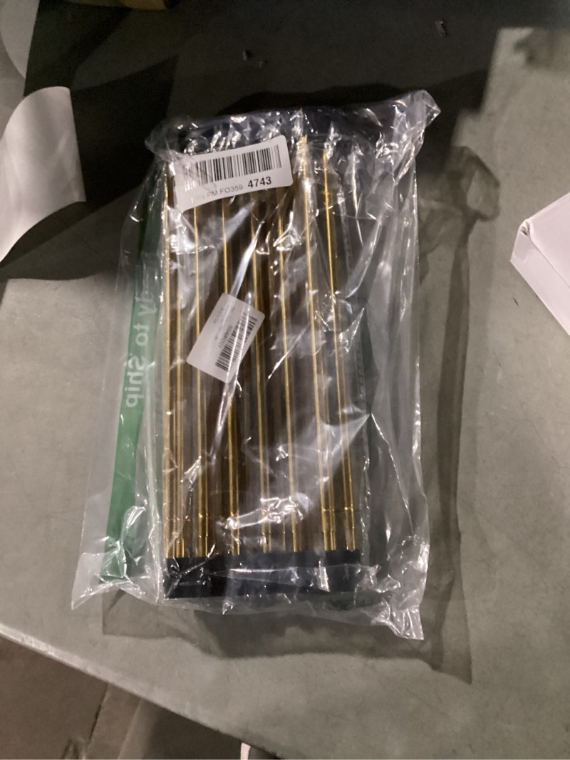 Condition photo showing New/Like New for Large Telescopic Draining Rack, Gold Roll Up Heat-Resistant Dish Drainer for Stainless Steel Sinks, Non-Slip Silicone Rolling Dish Drainer Roll Rack 18 tube12.59-21.25x12.79'' Black+Gold Tube 12.79’’*21.25’’