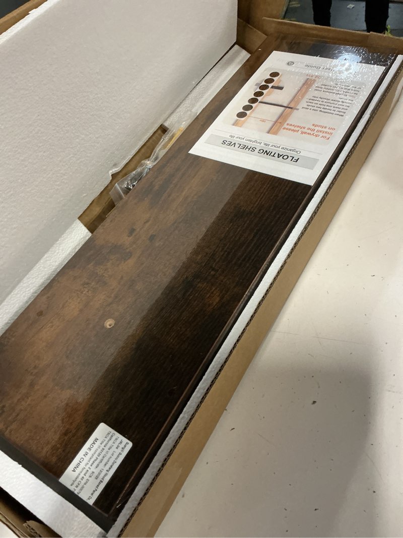 Condition photo showing New/Like New for bayka floating shelves, 22.5 inches rustic wood wall shelves for bathroom?bedroom, living room, kitchen & book, hanging display decor organization shelf with 22 lbs capacity (rustic brown) b. rustic brown - americana farmhouse style 22.5inches