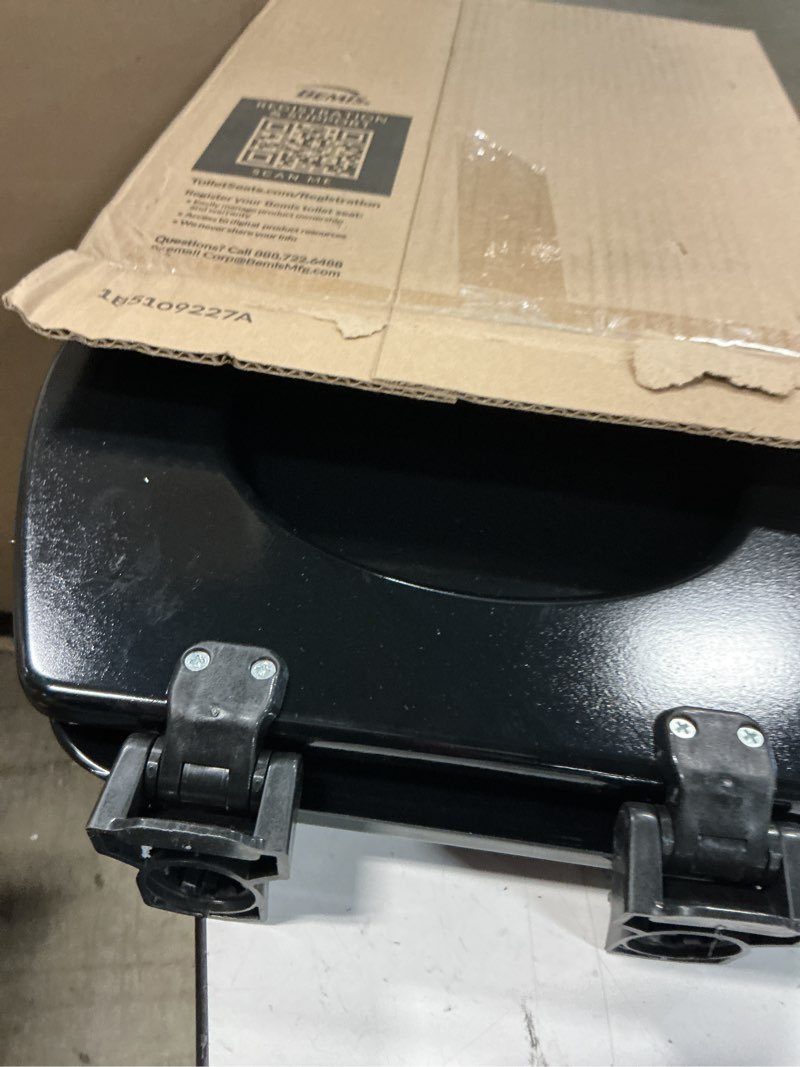Condition photo showing Good Condition for Mayfair Cameron Black Toilet Seat, Non Slip Heavy Duty Wood, Easy Clean, Made in USA, Round Black Round