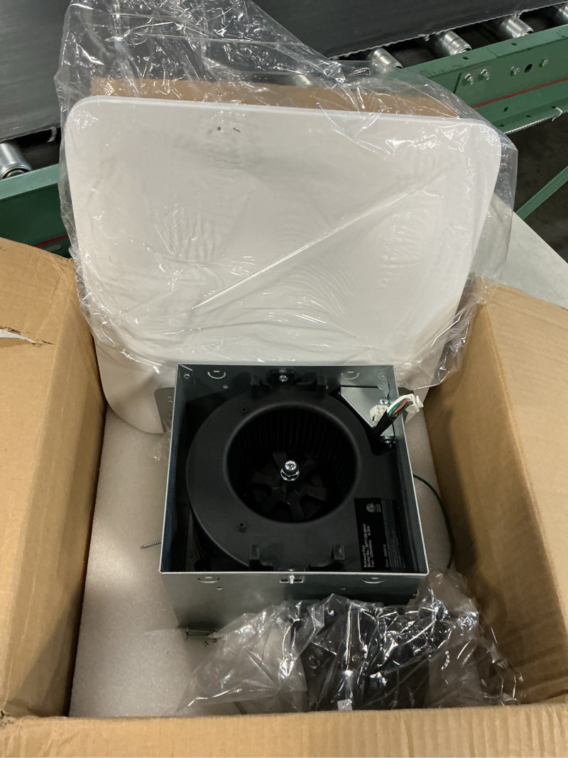 Condition photo showing As Is for bathroom fan with humidity sensors,160 cfm,6 inch duct | quiet 1.0 sone, energy saving, easy to install, no attic access ceiling mounted, white, etl certified 160cfm 1.0sone humidity sensor