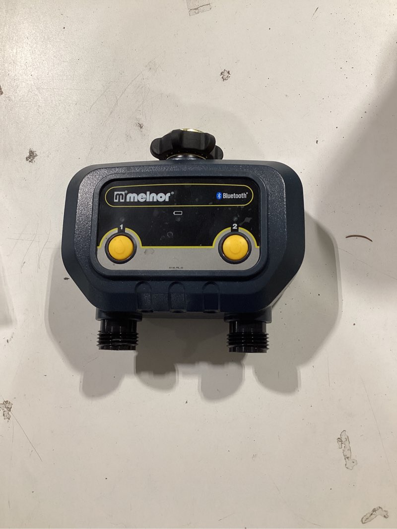 Condition photo showing As Is for melnor 2 output port digital hose end timer