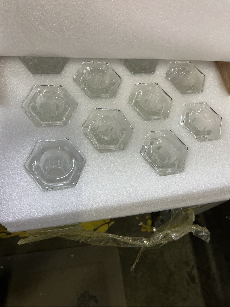 Condition photo showing Good Condition for 18 sets glass candle holders bulk wedding crystal candlestick holders taper candle stands table centerpiece for wedding, baby shower, birthday party decorations(clear,18 pieces)