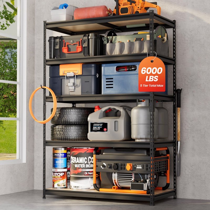 dynaload 6000 lbs capacity 5-tier garage shelving for garage 48"w x 24"d x 72"h