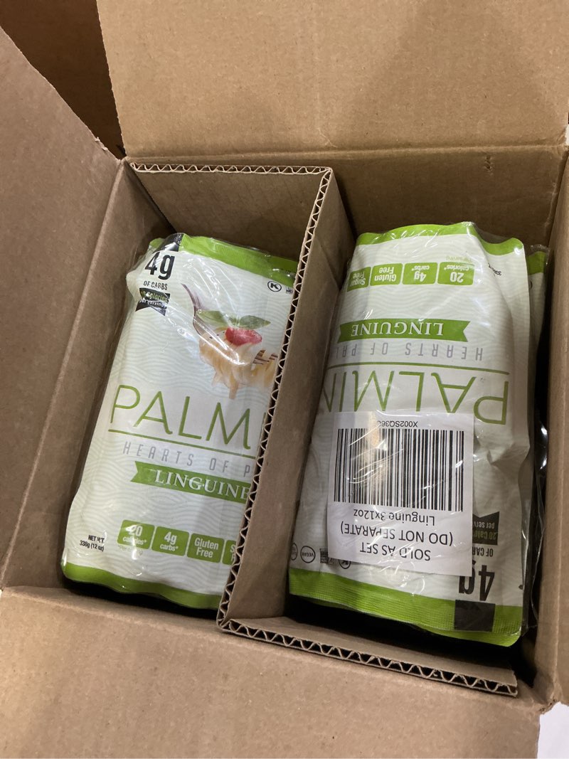 Condition photo showing New/Like New for (Bb:06.16.2028)Palmini Linguine Pasta | Low-Carb, Low-Calorie Hearts of Palm Pasta | Keto, Gluten Free, Vegan, Non-GMO, Plant Based, Healthy Noodles | As Seen on Shark Tank |(12 Ounce - Pack of 12) Linguine 12 Ounce (Pack of 12)