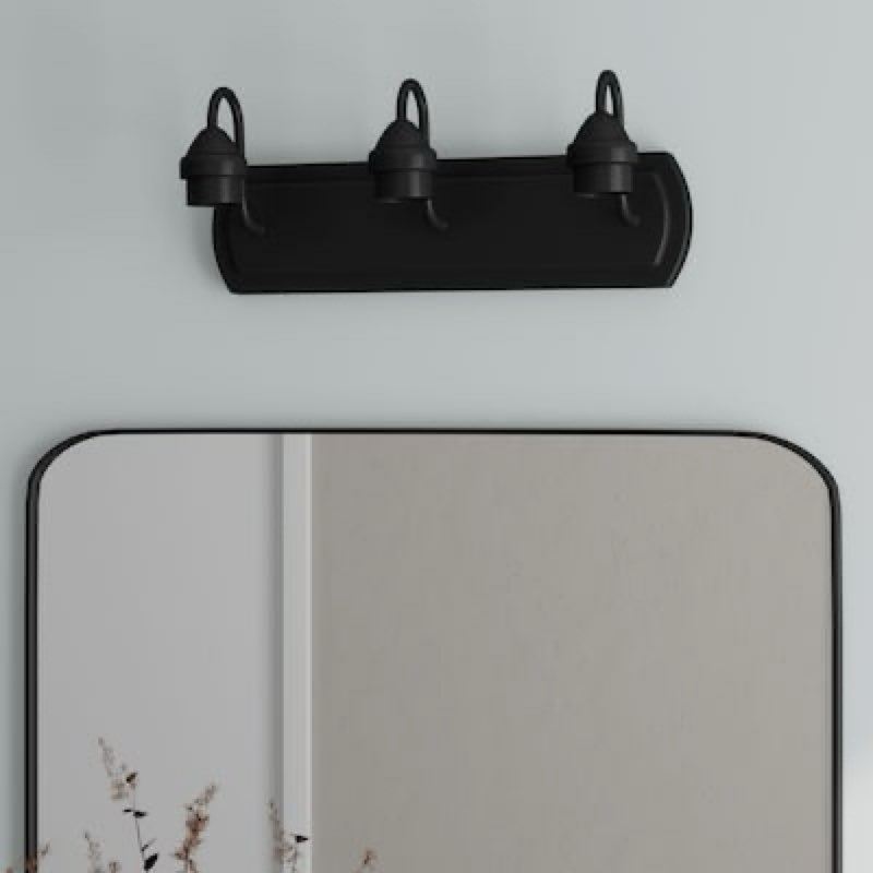 Style Selections Mix and Match 18-in 3 -Light Matte Black Transitional Vanity light fitter