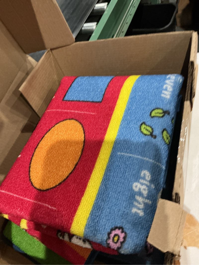 Condition photo showing Good Condition for kc cubs: educational rug: abc alphabet, numbers & shapes - 3x5' playmat - interactive play, activity area carpet, bedroom-classroom, baby-toddler-kids 3'3" x 4'11" (rectangular)