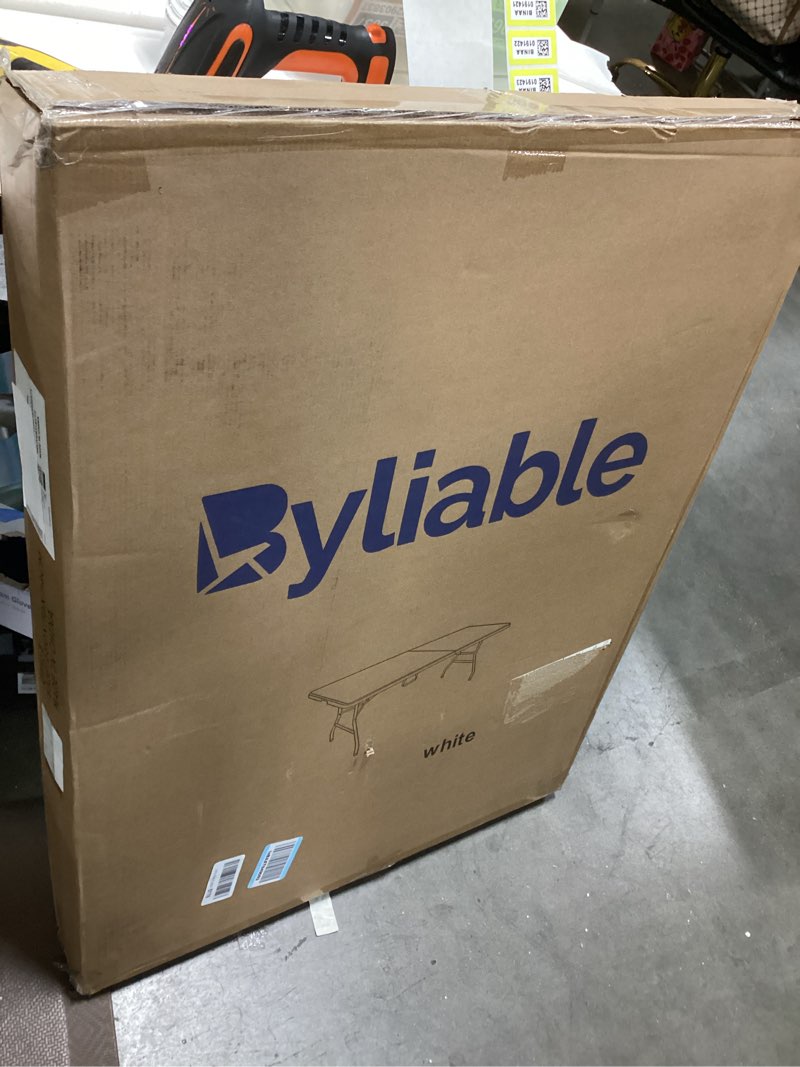 Condition photo showing New/Like New for Folding Table 6ft Portable Heavy Duty Plastic Fold-in-Half Utility Foldable Table Plastic Dining Indoor Outdoor for Camping, Picnic and Party, White White 6FT