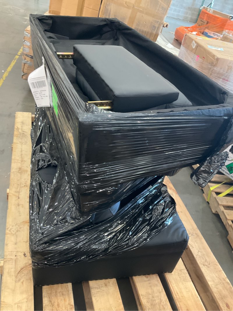 Black leather sofa incomplete