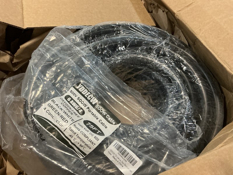 Condition photo showing Good Condition for 75ft 6/4 6 AWG Portable Power Cable (4 Conductor) - SOOW 600V 6 Gauge Electric Wire for Motor Leads, Portable Lights, Battery Chargers and Machinery - 4 Conductor - 75 Feet Electrical Cord 75 Feet 6AWG(4 Conductor)