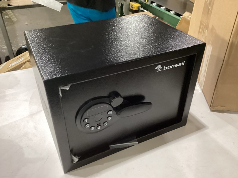 Condition photo showing As Is for incomplete safe only bonsaii safe, 0.6 cubic safe box with electronic keypad, removable shelf, for valuables jewelry and documents in home, hotel, or business, 9.84\" x 13.78\" x 9.84\" inches, sf002 0.60 cu.ft. (standard)