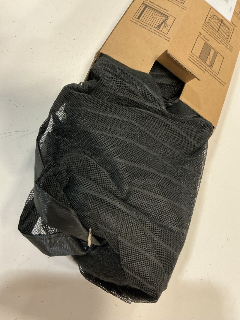 Condition photo showing As Is for magnetic screen door, keep bugs out, pet & kid friendly?works with front doors, sliding doors,fit door size 36 x 80 inches ?black fit door size 36 x 80 inch black