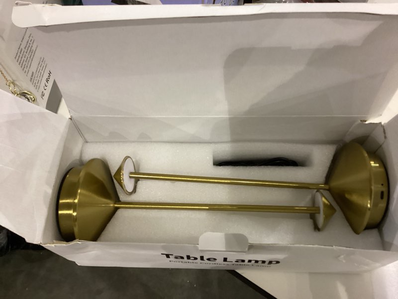 Condition photo showing As Is for Modern Cordless Table Lamp Set of 2, Portable LED Desk Lamps, 5000mAh Rechargeable Battery Operated Lighting for Bedroom Dining Room Restaurant Coffee Shop Camping Night Light (Gold) Gold (2 Pack)