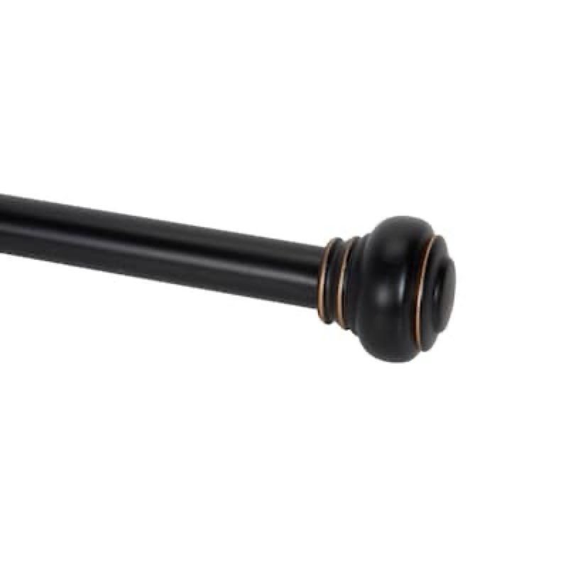 allen + roth 72-in to 144-in Matte Black Steel Single Curtain Rod with Finials