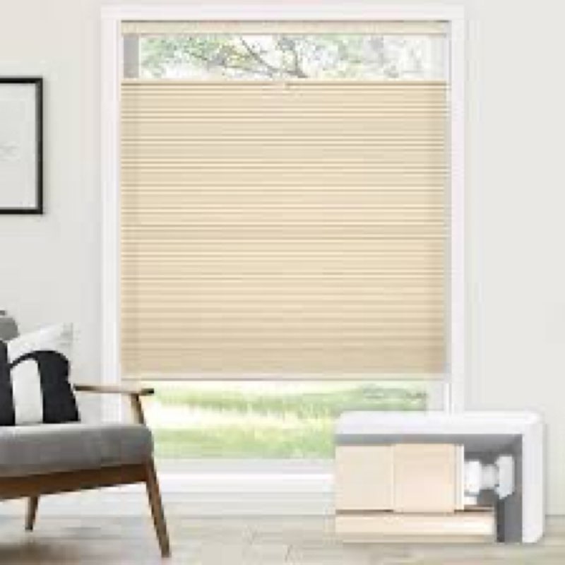 LazBlinds No Tools No Drill Cordless Cellular Shades, Top Down Bottom Up (TDBU) Honeycomb Shades for
