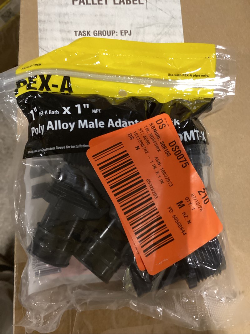 Condition photo showing Good Condition for 1 in. x 1 in. poly alloy pex-a expansion barb x mnpt male adapter (5-pack)