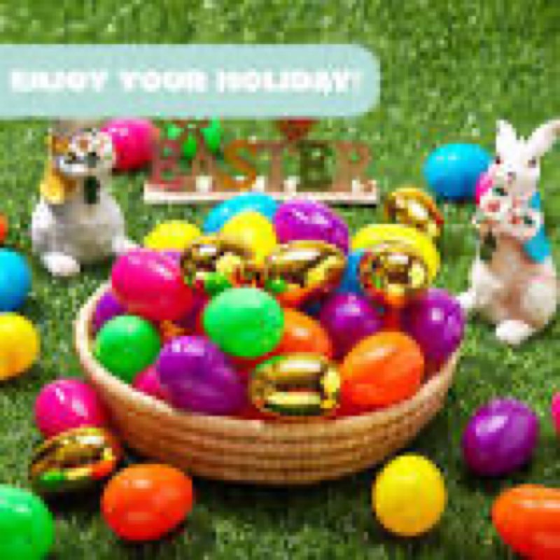 joyin 200pcs easter eggs, empty 2.3" 194pcs colorful with 6pcs golden eggs bulk plastic fillable for