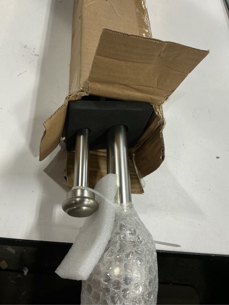 Condition photo showing Good Condition for Double Curtain Rod 48 to 84 inch, Adjustable 1 inch Double Drapery Rod Rods for Windows and Doors with Ball Round Finials and Premium Aluminum Brackets Set(48-84",Brushed Nickel) 48-84" Satin Nickel