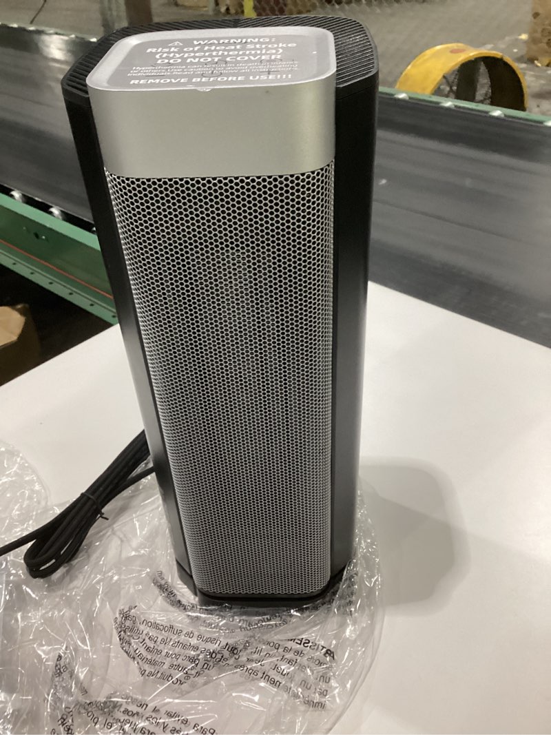 Condition photo showing New/Like New for Amazon Basics 28-Inch Oscillating Tower Heater, With Over-Heat and Tip-Over Protection, 2 Heat Settings and Fan Mode, Timer, Remote Control, LED Display, 1500W, Black, 9.4\\\"D x 9.4\\\"W x 28.6\\\"H, SIMILAR TO STOCK PHOTO, NOT TESTED