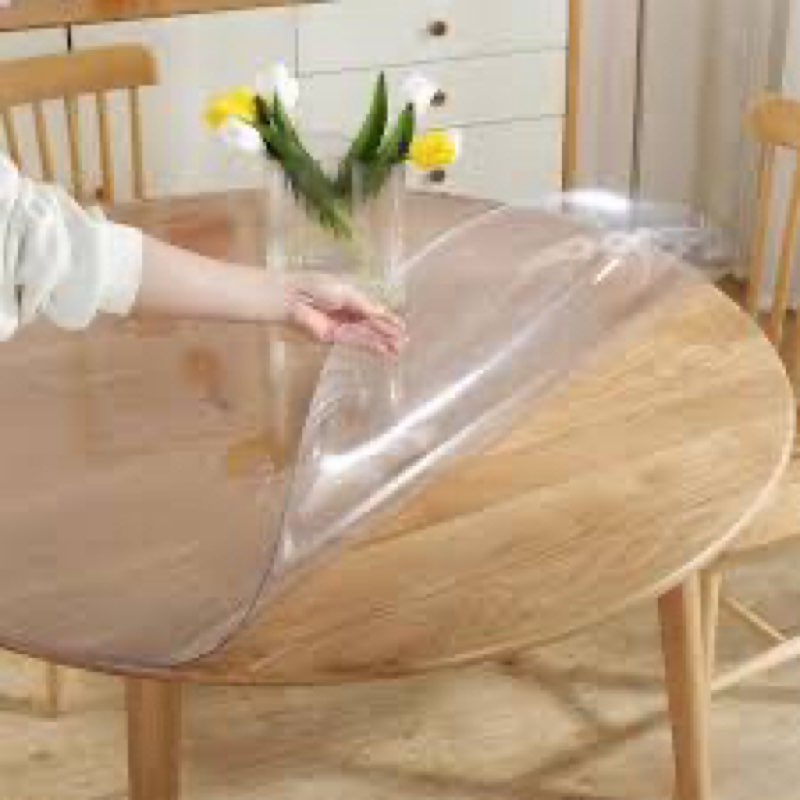 round clear plastic table protector cover pad thick wipeable pvc vinyl tablecloth furniture pvc prot