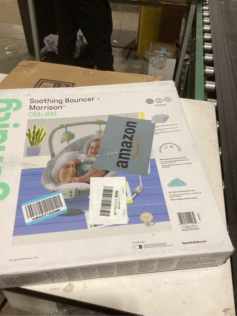 Condition photo showing New/Like New for Ingenuity Soothing Baby Bouncer Infant Seat with Vibrations, -Toy Bar & Sounds, 0-6 Months Up to 20 lbs (Morrison)