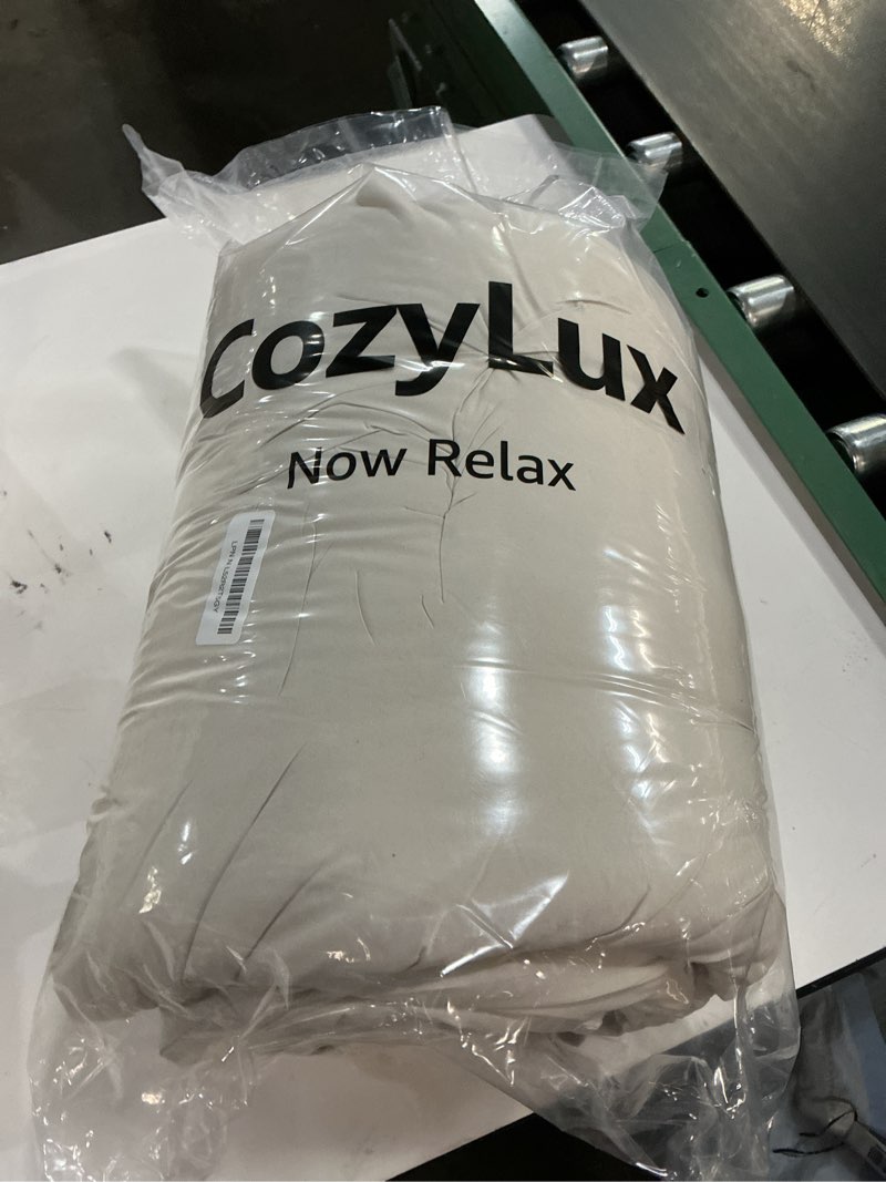 Condition photo showing New/Like New for CozyLux King Size Comforter Set Beige, 7 Pieces Bed in A Bag Beige Comforter King Size, Pinch Pleat Bedding Set with All Season Comforter, Sheets, Pillowcases & Shams Beige King