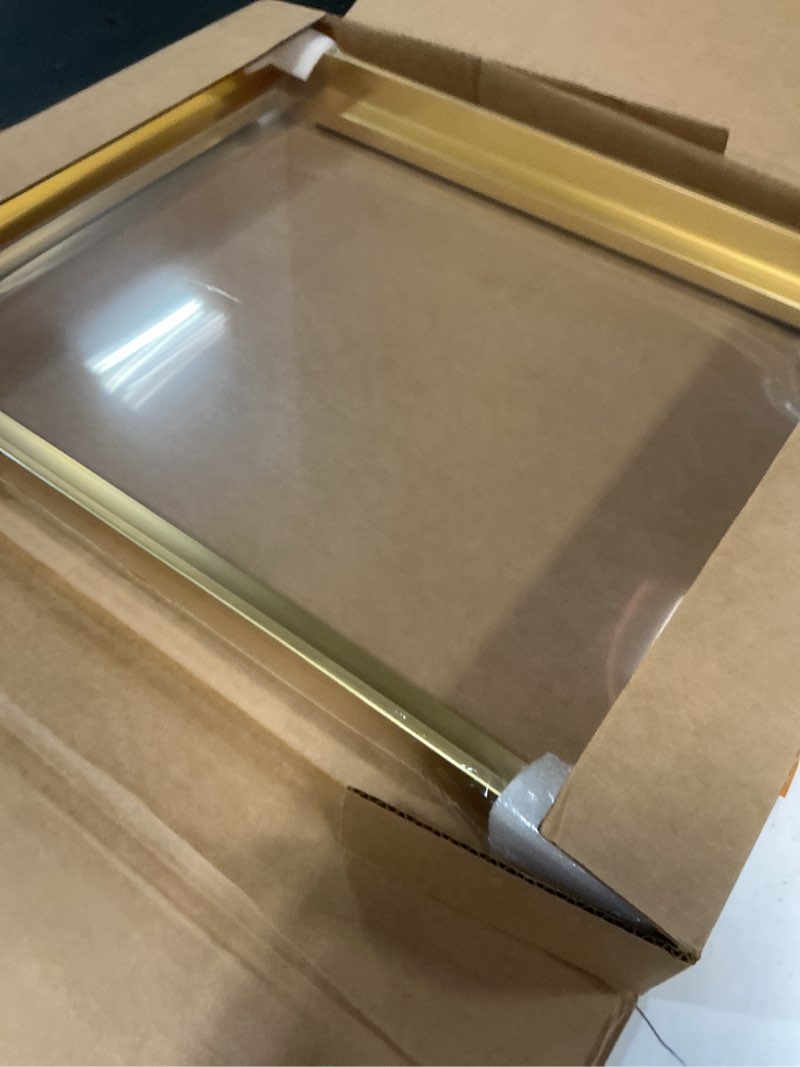Condition photo showing Good Condition for diy metal canvas frame for 16x20 canvas paintings, 1.5" deep modern floater frame for oil paintings, portrait, landscape, living room, bedroom, home office wall art decor (gold) 16x20" gold