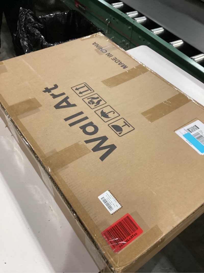 Condition photo showing New/Like New for Framed Abstract 3D Textured Wall Art for Living Room, 3 Piece Modern Neutral Artwork for Walls, Brown White Geometric Sandstone Textured Painting for Bedroom, Home Office Decor-Total Size 30x60 Inch 20" W x 30" H x 3Pcs Brown