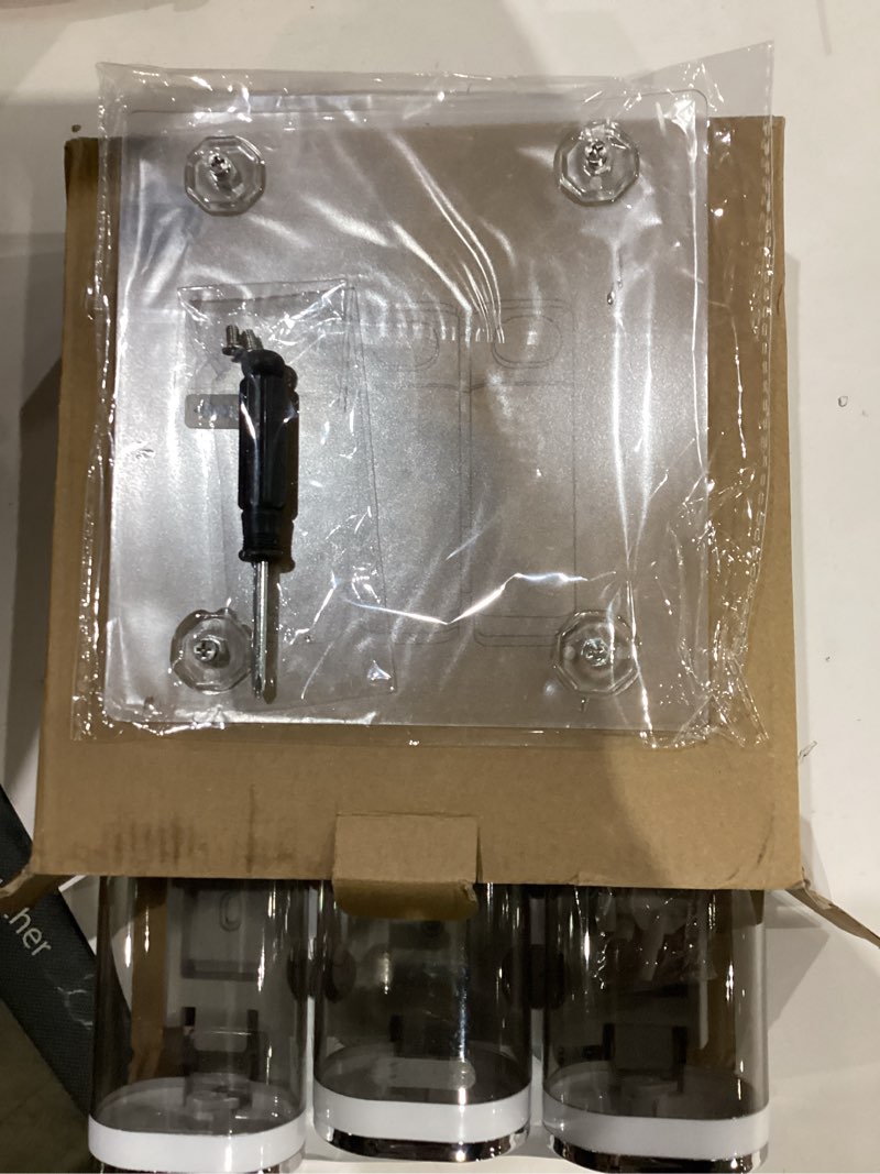 Condition photo showing New/Like New for Shampoo and Conditioner Dispenser, Pollock Shower Soap Dispenser 3 Chamber No Drill, Wall Mounted Shampoo Body Wash Conditioner for Bathroom Large Capacity,White A1-white 3 Chamber