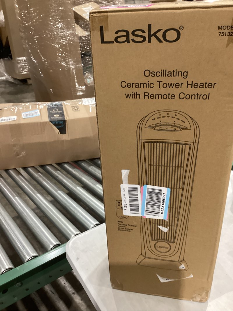 Condition photo showing Good Condition for Lasko - Portable Ceramic Tower Space Heater with Remote Control - Black/Silver