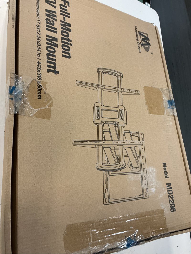 Condition photo showing New/Like New for mounting dream tv wall mount, ul listed full motion mount bracket for 42-84 inch flat screen tvs, swivel articulating dual arms, max vesa 600x400mm, 100 lbs loading, fits 16 inches wood studs, md2296 fits 42"-84" tv, 16" studs
