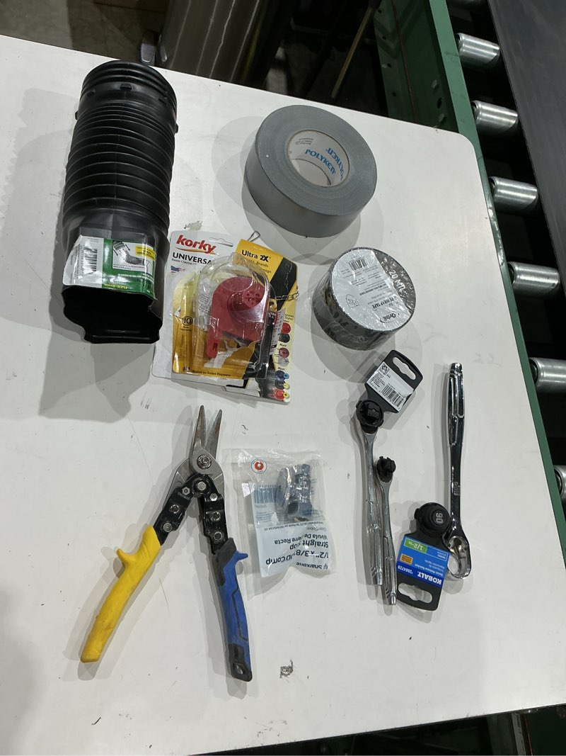 Condition photo showing As Is for assorted home improvement lot (small tools, screw, home accessories, etc.)