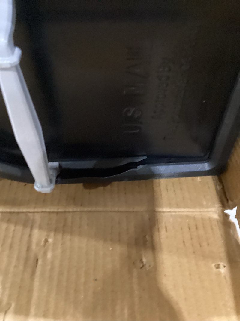 Condition photo showing As Is for broken door architectural mailboxes chadwick galvanized steel post mount mailbox, 8950b-10, black, medium capacity