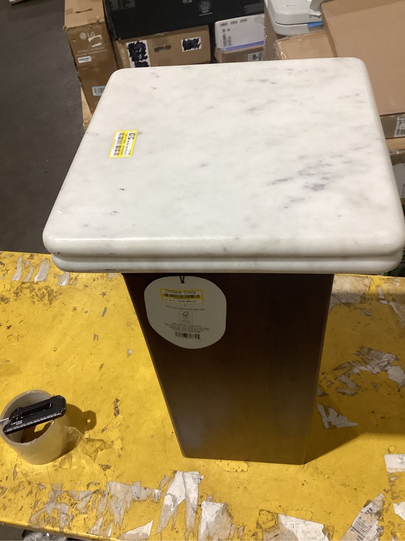 Condition photo showing As Is for marble and wood drink table brown - threshold™