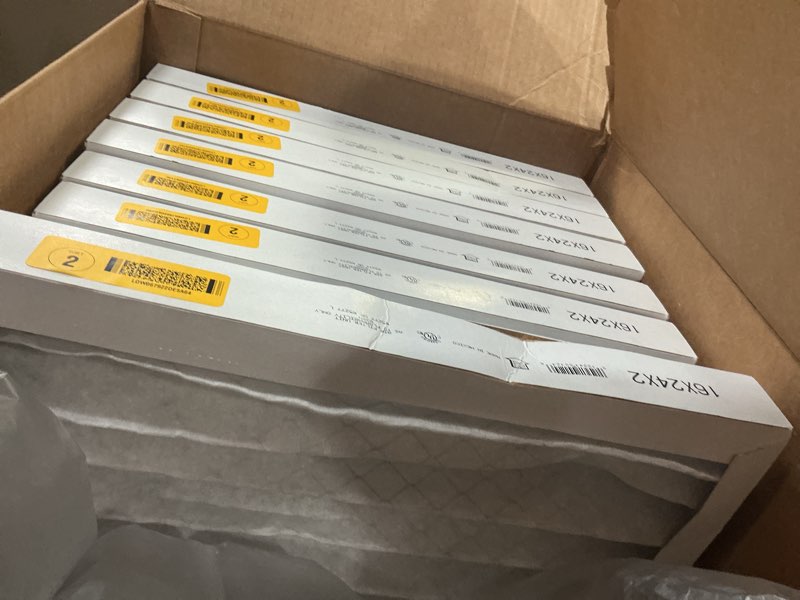 Condition photo showing As Is for filter king 16x24x2 air filter (merv 8) (4-pack) dust & allergy control ac furnace filters, made in usa, hvac, pleated, electrostatic (actual size: 15.5 x 23.5 x 1.75)