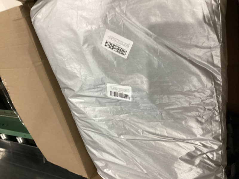 Condition photo showing As Is for deep v boat windshield cover fits for most deep v walk through windshields and a variety of boat windshields, 600d oxford waterproof, uv resistant, preventing bird droppings and stones | 105”x 25”