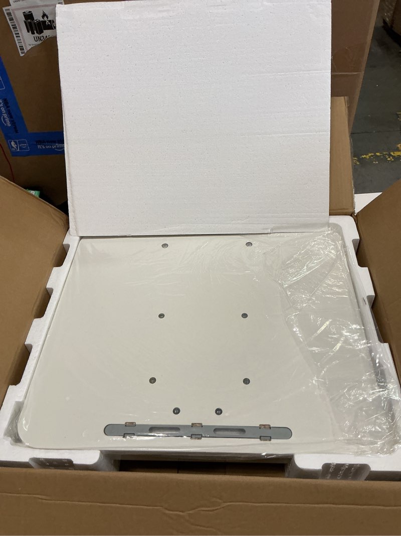 Condition photo showing Good Condition for bontec mobile standing desk adjustable height, rolling laptop cart with storage shelf, hooks, portable workstation with pneumatic lift, ergonomic compact home office desk, white 23.6" x 20.5"