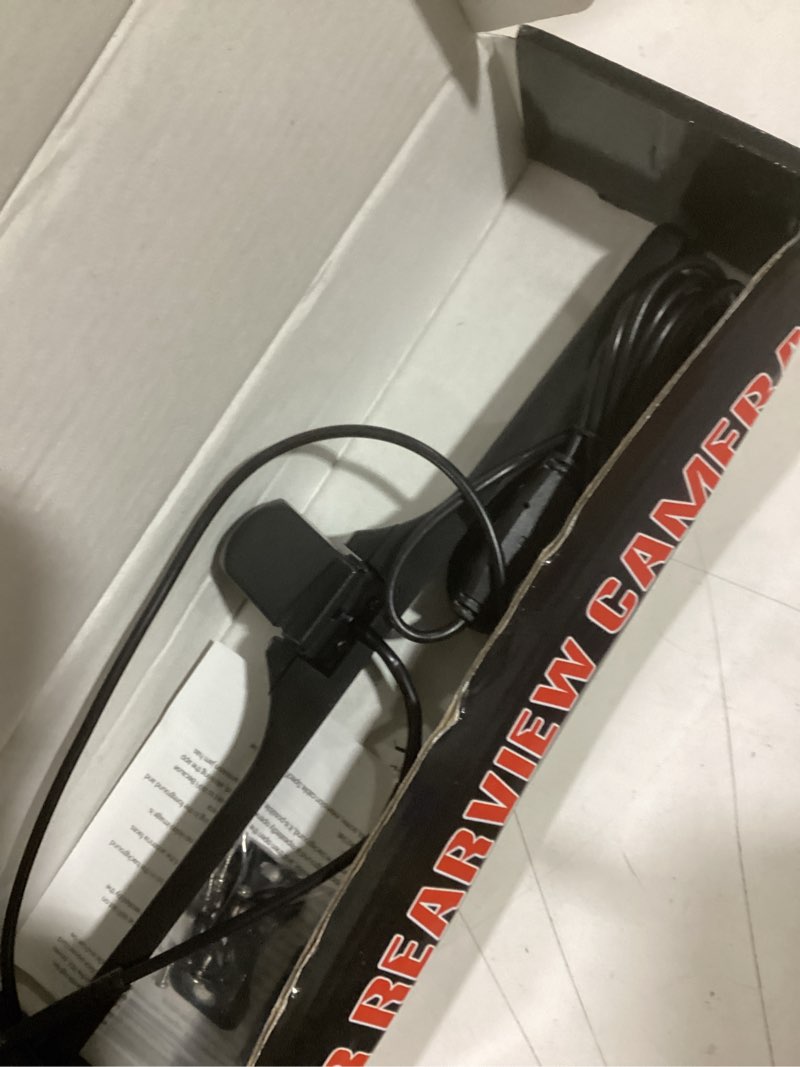 Condition photo showing As Is for wireless backup camera ahd 1080p license plate camera for iphone ipad android smart phones clear night vision ip68 waterproof rear/front view reverse camera for sedans suv mpv van pickup