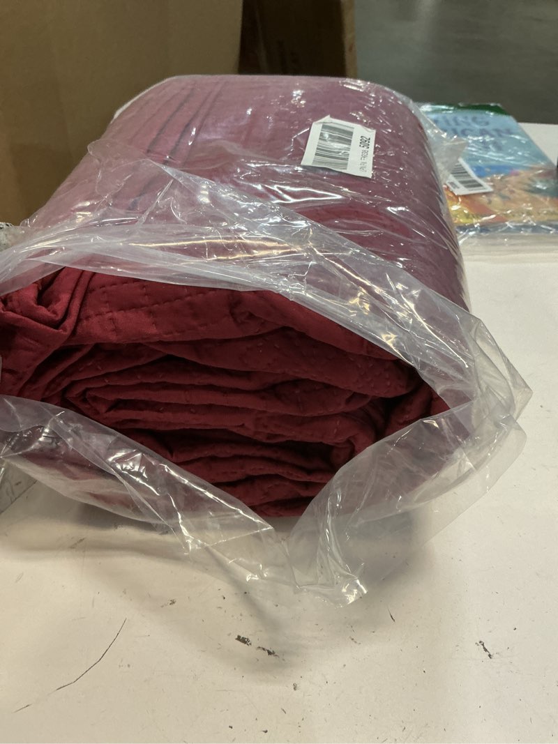Condition photo showing As Is for Love's cabin Twin Quilt Set Burgundy Bedspreads Bedding Set - Soft Bed Lightweight Bedspread Comforter - Modern Style Coin Pattern Coverlet for All Season - 2 Pieces (1 Quilt, 1 Pillow Sham) Twin (68"x86") Coin Pattern Burgundy