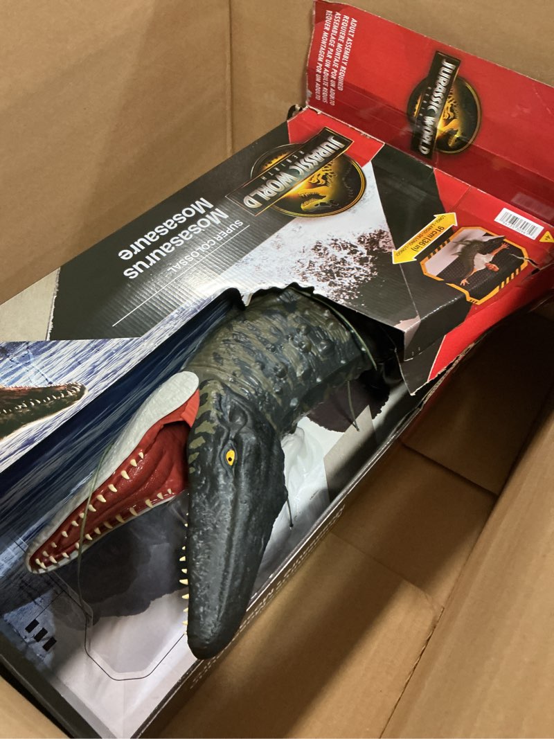 Condition photo showing Good Condition for Mattel Jurassic World Rebirth Super Colossal Mosasaurus Action Figure, Dinosaur Toy with 2 Attack Actions, Movie-Accurate & Posable