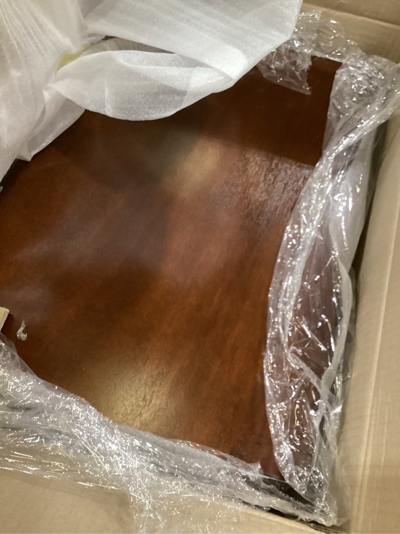 Condition photo showing Good Condition for signature design by ashley alisdair 2 drawer nightstand, reddish brown | 21.63 in wide, louis philippe-style moulding, metal slides beneath drawers, antiqued bronze-tone pulls, master bedroom use brown nightstand