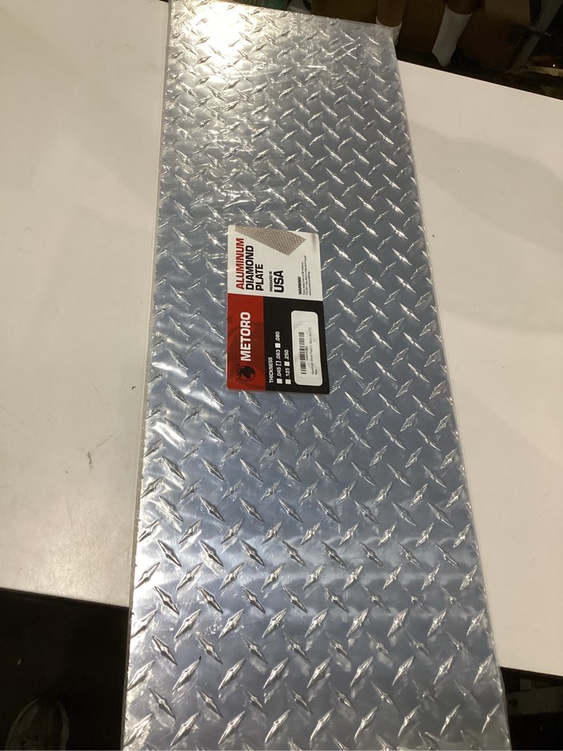 Condition photo showing New/Like New for metoro 1/16 .063 x 36" x 12" 3003 aluminum diamond tread plate cut to sheet. usage anti slip, truck, garage project, stairs and more, (1, 063 x 36 x 12)…