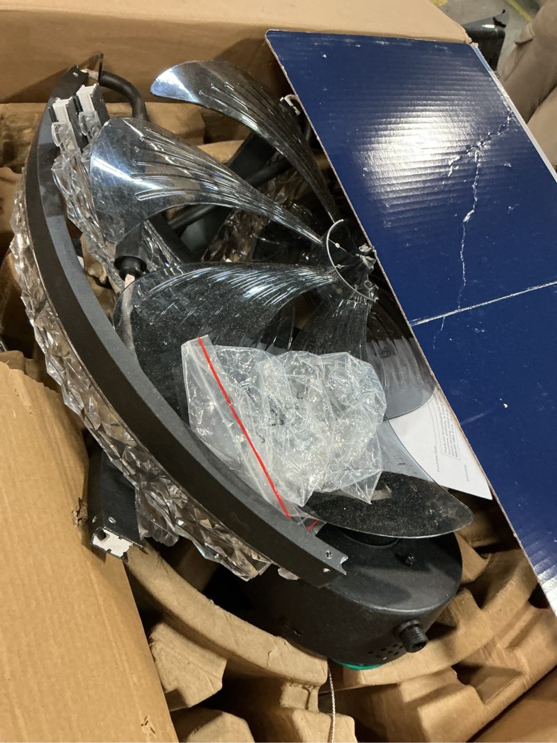 Condition photo showing As Is for ZMISHIBO Ceiling Fans with Lights and Remote, 24 Inch Flush Mount Fan Light, 6 Speeds, 3CCT, Dimmable, Low Profile Ceiling Fan, Modern Ceiling Fan with Light for Bedroom and Living Room, Black Black 24 Inch