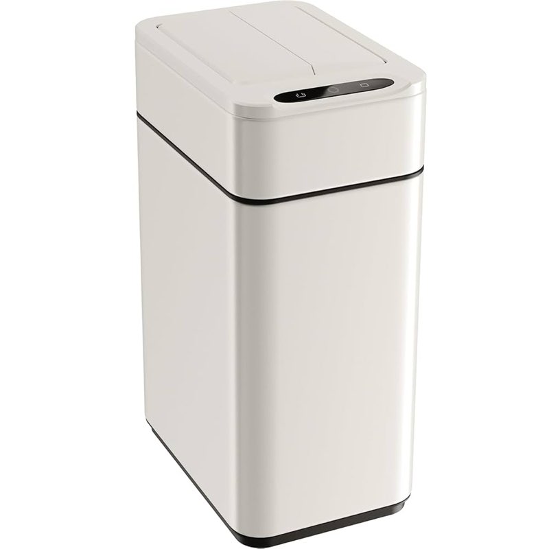 automatic trash can, stainless steel motion sensor garbage bin, touchless brushed wastebasket, w/butterfly, soft-close lid