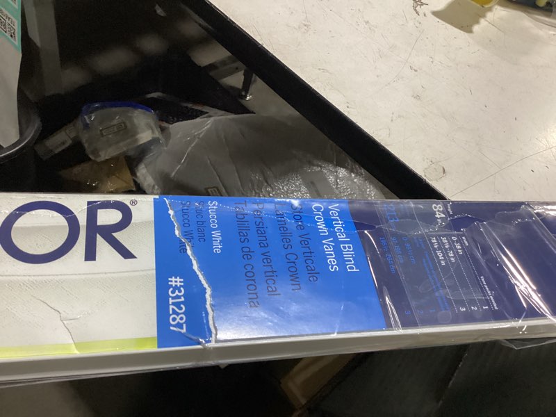 Condition photo showing Good Condition for levolor trim+go 13-pack 3.5-in slat width 84-in crown stucco white plastic vertical vanes