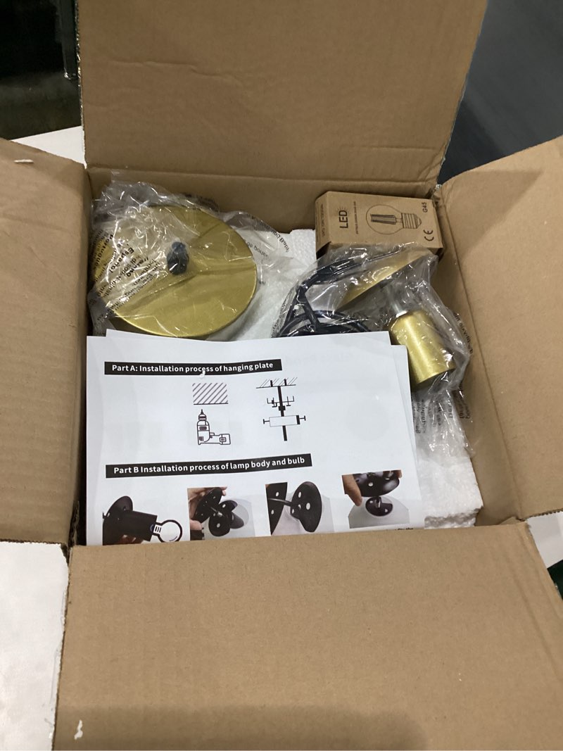 Condition photo showing New/Like New for Glass Pendant Light,Mid Century Modern Light Fixture,Hanging Lights for Kitchen Island,Bathroom, Bedroom,Hallway Foyer (Gold, 8 in)